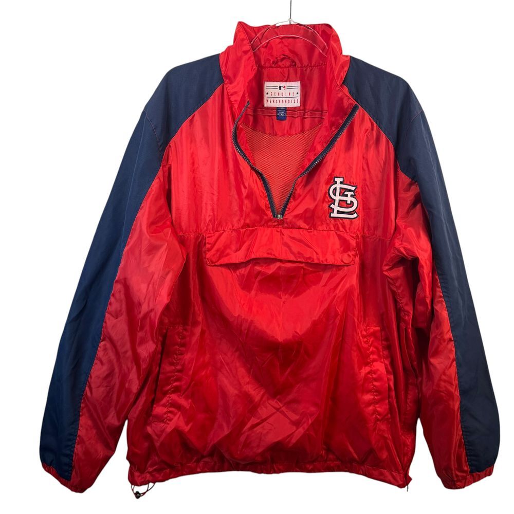 MLB St‎ Louis Cardinals Pullover Windbreaker Half Zip Baseball Jacket Large VTG